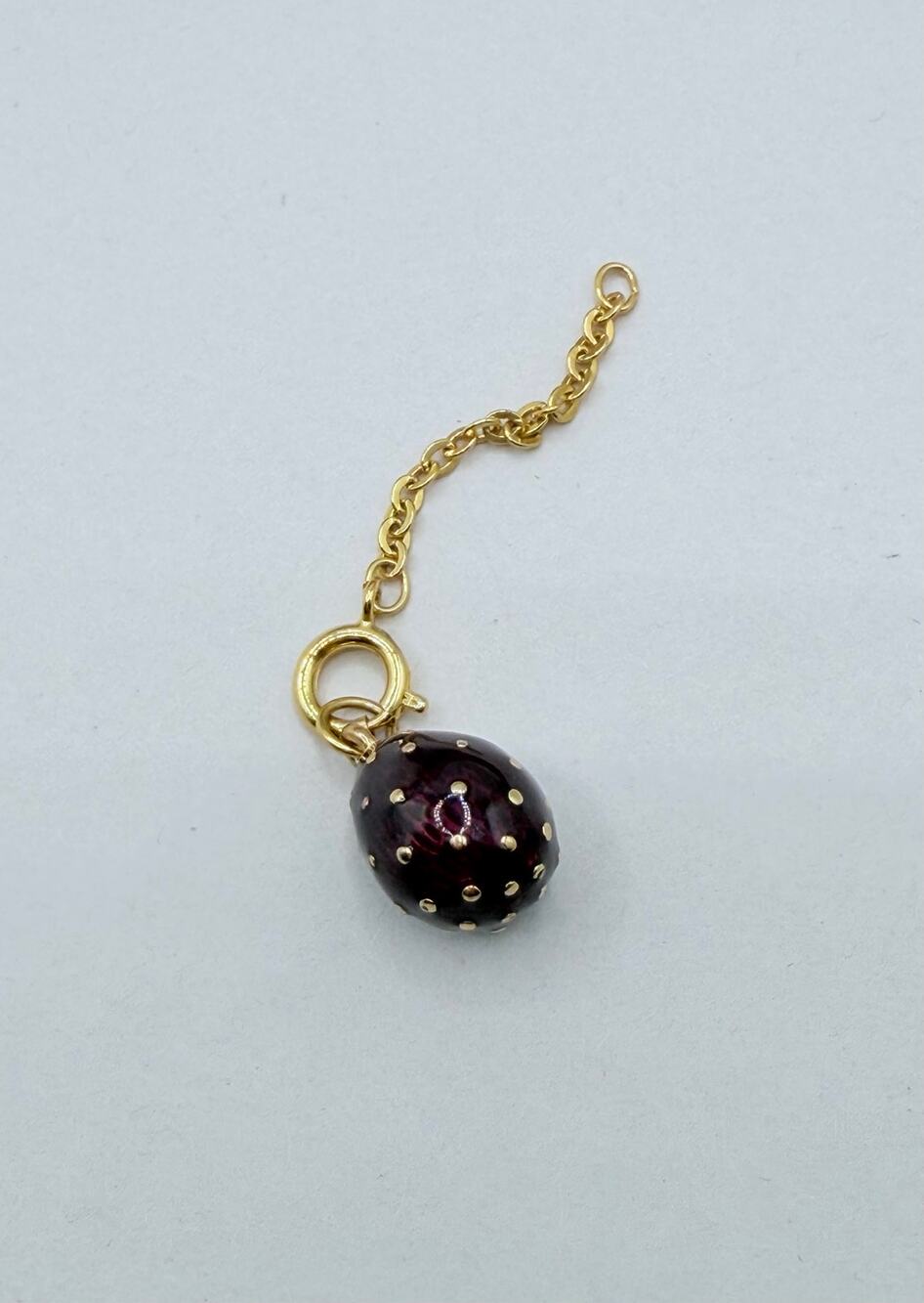 Joan Rivers Plum Enamel Egg Charm Pendant Extender Gold Tone Vintage